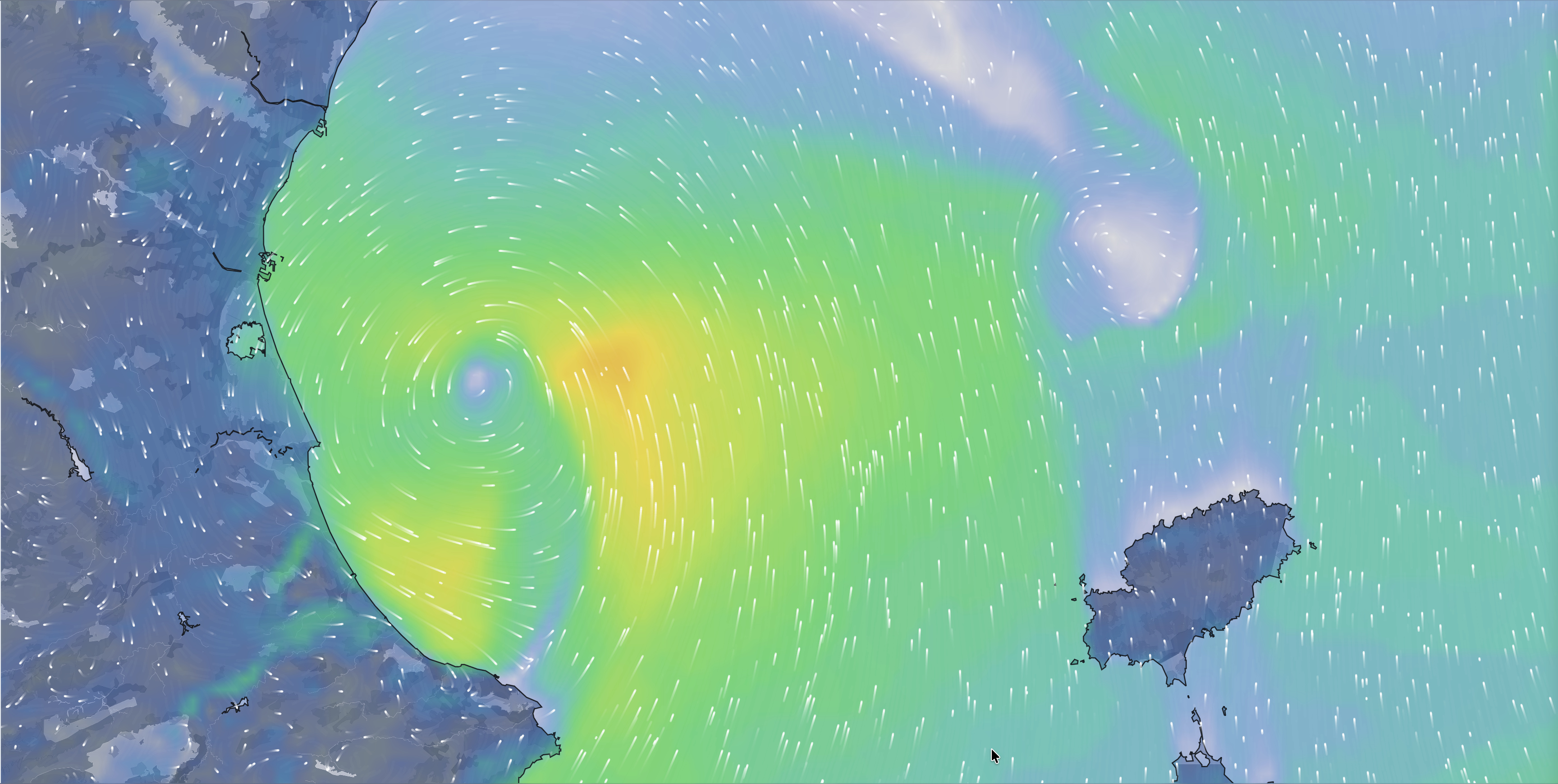 SailDesk wind field around Valencia, Ibiza, and Mallorca